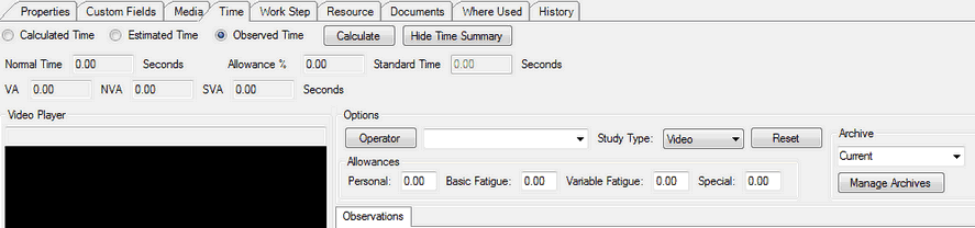 Observed Activity Time Tab