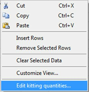 Kitting Quantity Right Click Menu