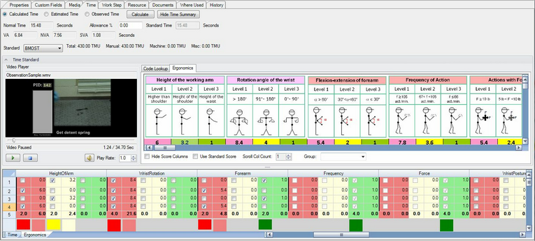 Ergonomics Tab Showing Scoring