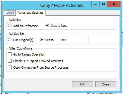 Advance Settings of Moving Activities