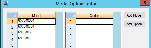 Model Option Editor