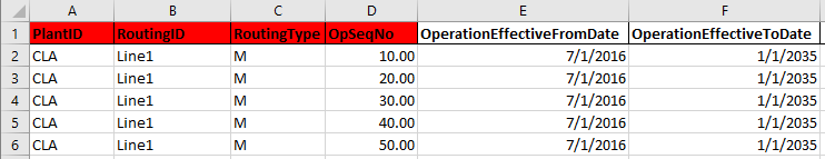 Example Process Structure Operation Import Spreadsheet