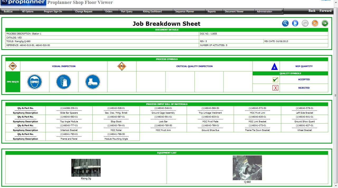 Job Breakdown Sheet Operation