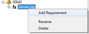 Right-Click on Activity Secure Leg to Add Requirement