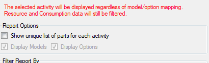 Work Instruction Report input window when selected from the Activity Editor